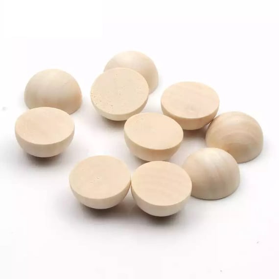 Wood Half Balls - Unfinished Wooden Hemispheres 15-40mm - Wood Dome - Craft Supply