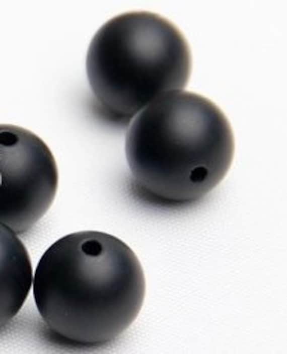 Matte Black, Polished Round Onyx Beads - Round Natural Stone - 4, 6, 8, 10, 12, 14mm