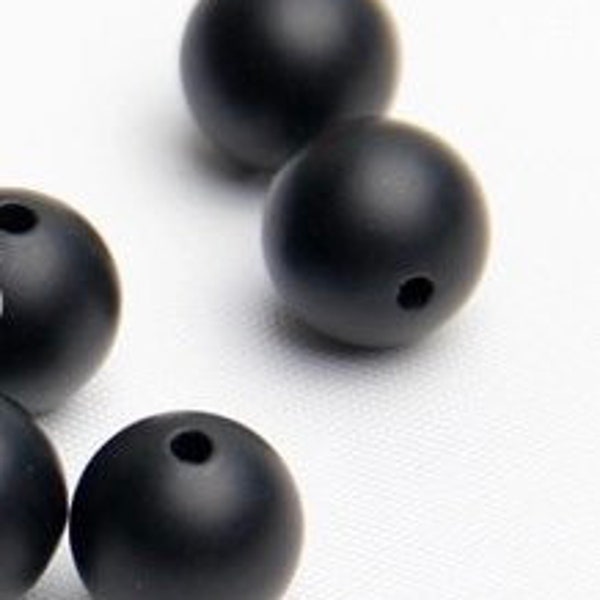 Perles d'onyx rondes noires mates - Pierre naturelle ronde - 4, 6, 8, 10, 12, 14 mm