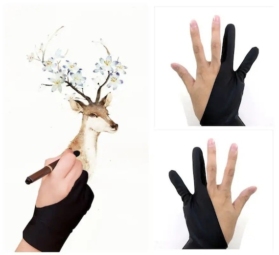 Anti Smudge Drawing Artist Glove for Right or Left Handed - Lightweight, Flexible Anti-Fouling Tablet Gloves