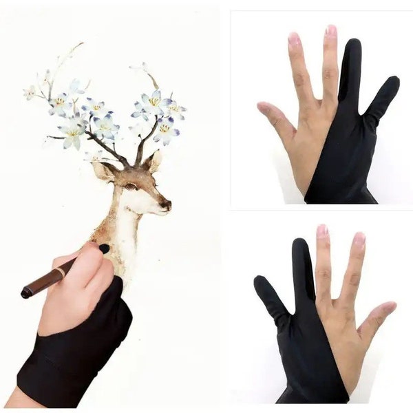 Anti Smudge Drawing Artist Handschuh für Rechts- oder Linkshänder - Leichte, flexible Anti-Fouling-Tablet-Handschuhe