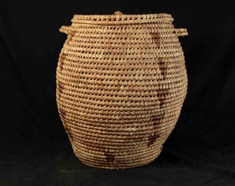 Large Handmade African Basket / 1970's African Art / Handwoven Basket Art / Woven Basket from Africa / Unique Basket Pattern/ 20" tall