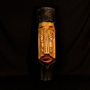 Handmade African Mask / 1900&#39;s / Carved and Painted / Tribal Art from Zambia Africa / 32&quot; Unique and Hand-Carved Mask Art/Tribal art