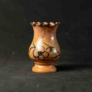 Vase africain fait main / Tribu Shangaan d&#39;Afrique du Sud / Bol à motifs floraux d&#39;Afrique / Années 1970 / Poterie peinte de 5 po.