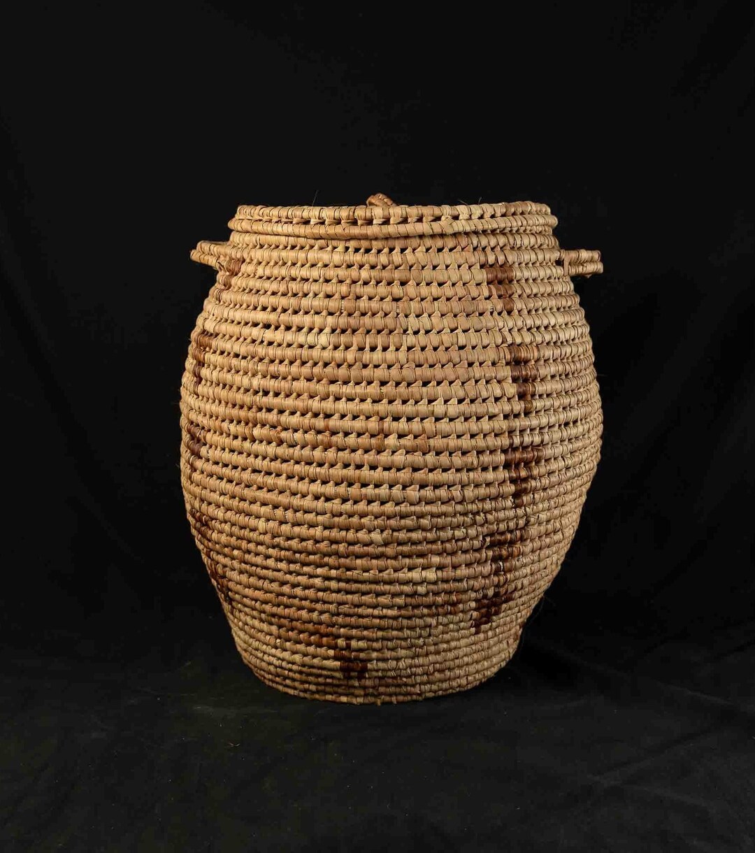 Large Handmade African Basket / 1970's African Art / Handwoven Basket