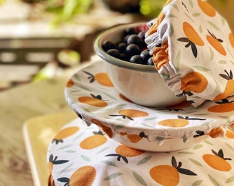Original Fruit Pattern Fabric Food Baking Bread Mixer Bowl Covers |Reusable Washable Cotton Zero Waste Eco-friendly Sustainable Kitchen Gift