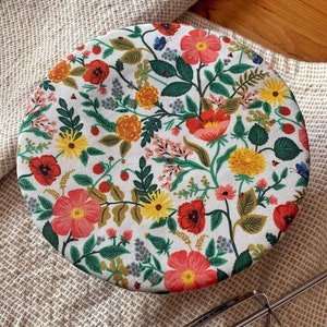 Cream Botanical Floral Fabric Baking Bread Mixer Bowl Cover| Reusable Washable Cotton Zero Waste Eco-friendly Sustainable Gift Rifle Kitchen