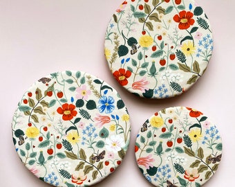 Blush Floral Reusable Washable Cotton Fabric Food Baking Bread Fruit Mixer Bowl Cover|Zero Waste Eco-friendly Sustainable Gift Rifle Kitchen