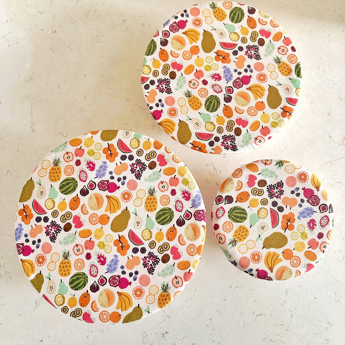 1 Medium Mixed Tropical Fruit Food Baking Bread Mixer Bowl Covers | Reusable Washable Cotton Zero Waste Eco-friendly Sustainable Gift Kitchen