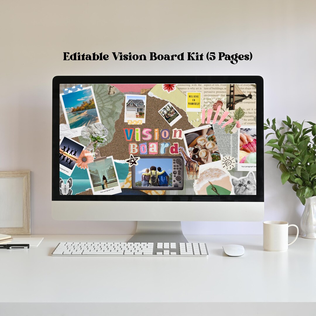 Editable Vision Board 2026 – Canva Template, Digital Planner Download ...