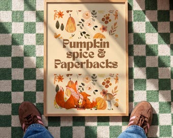 Autumn Pumpkin Spice Book Poster, Printable Wall Art, Fall And Pumpkin Spice, Cottagecore