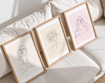 Minimalist Woman Line Art Print | Modern Feminine Decor (Digital Download)