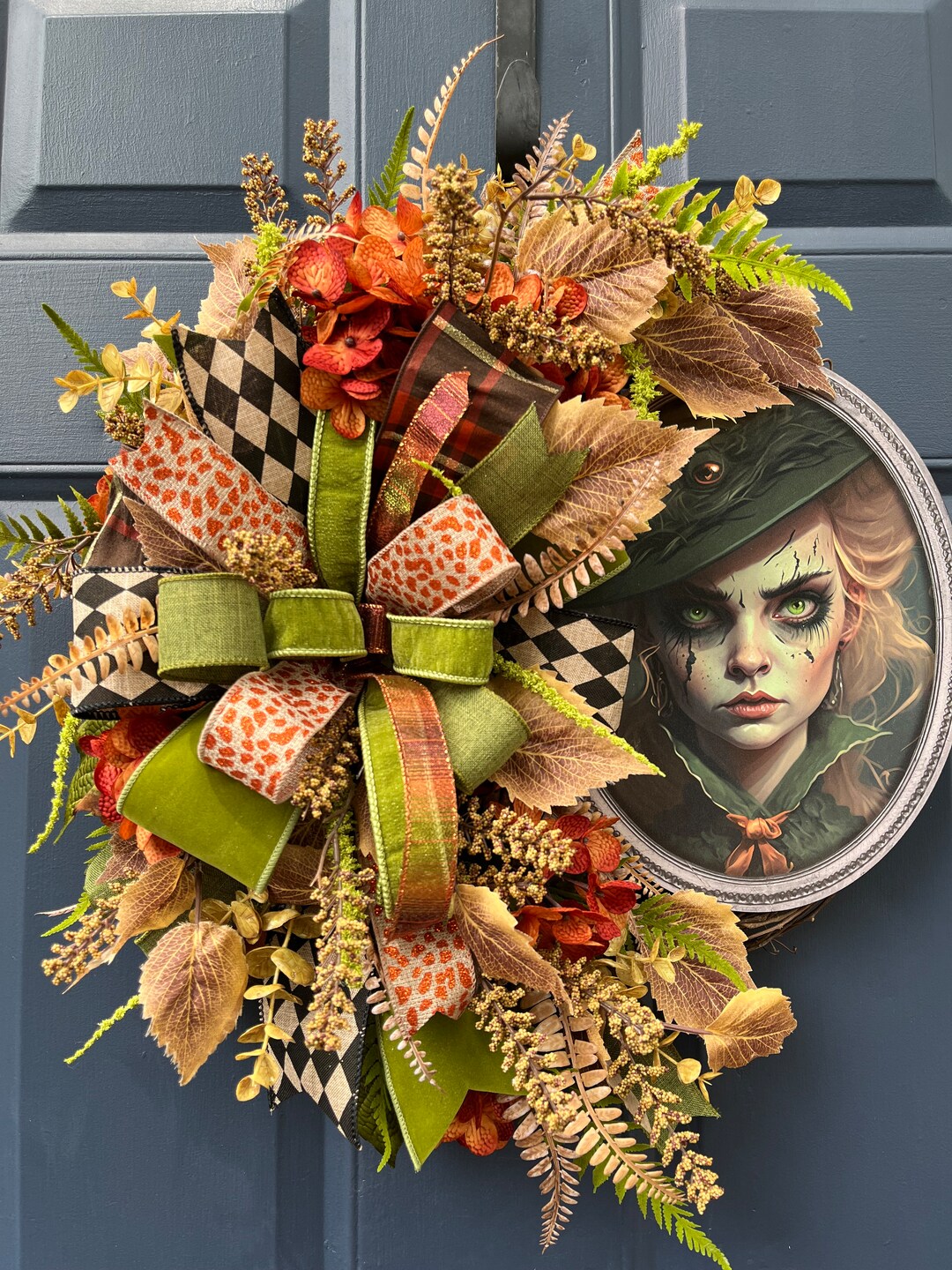 Spooky Fall Witch Wreath, Halloween Grapevine Front Door Wreath ...