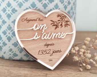 Magnet cadeau Saint Valentin - Cadeau couple - Anniversaire de mariage - on s'aime depuis ... jours