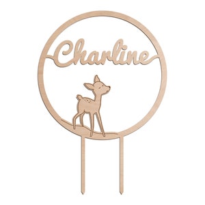 Cake topper torta di compleanno per battesimo di un bambino - cerbiatto animale