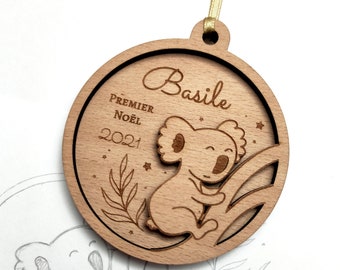 Adorno navideño de koala personalizado - Primera Navidad del bebé (adorno personalizado, decoración navideña)