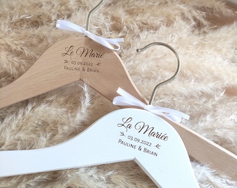 Personalized wedding hanger - Engraved wooden hanger - Wedding gift - Christmas gift
