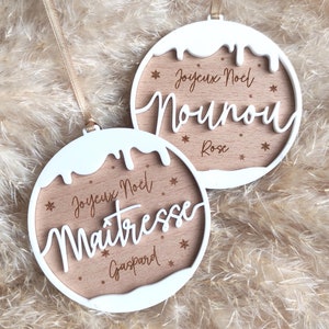 Christmas gift for nanny teacher - Personalized Christmas ball - Snow - Original gift
