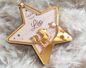 Personalized Christmas bauble - Fox Star - Baby's 1st Christmas (Personalized ornament, Christmas decoration)