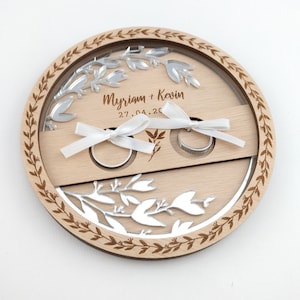 Personalized wooden wedding ring holder, country wedding ring holder image 2