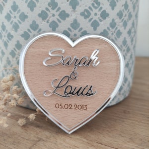 Magnet Saint Valentin - Prénom couple - Cadeau saint valentin - Date anniversaire (de rencontre, de mariage)