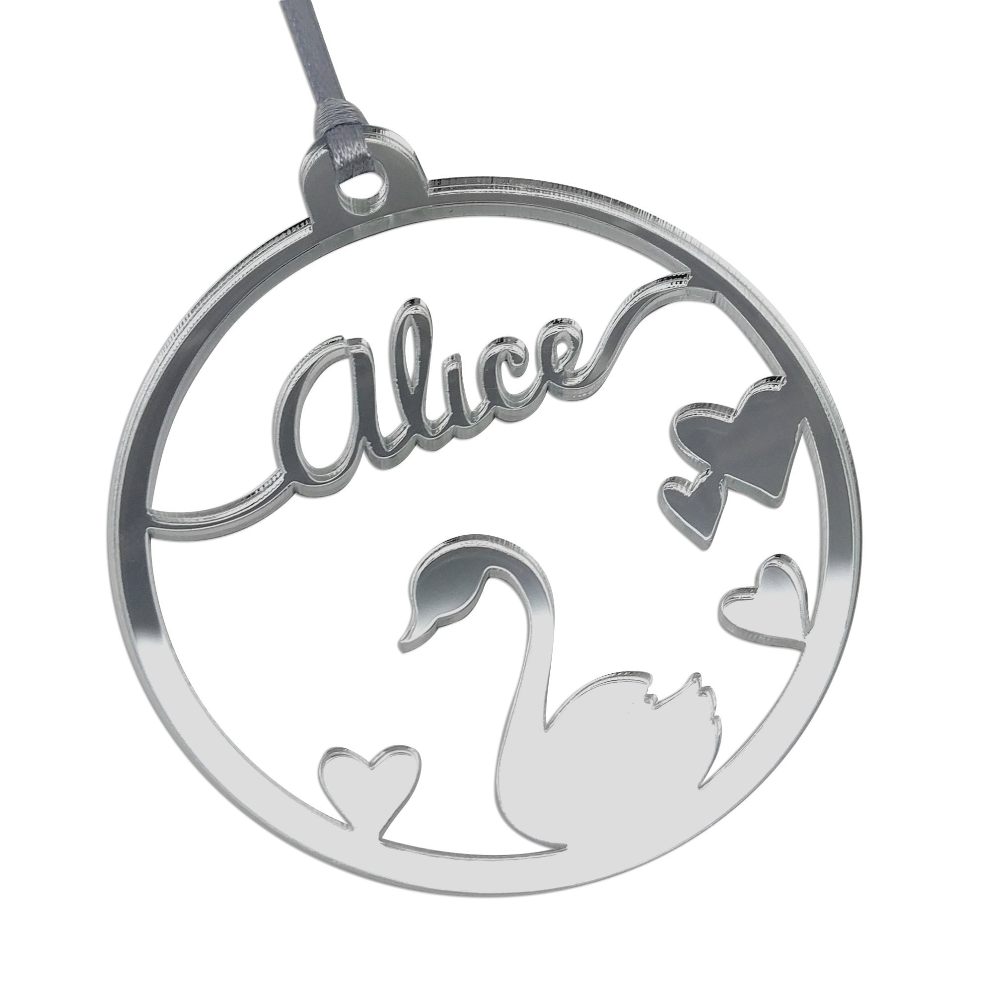 Boule de Noël Personnalisée - Cygne Prénom Enfant