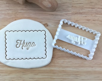 Gepersonaliseerde koekjesvorm met naam en zandkoekjesdesign - koekjesstempel