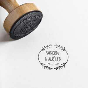 Tampon mariage personnalisé brindille - feuillage champêtre
