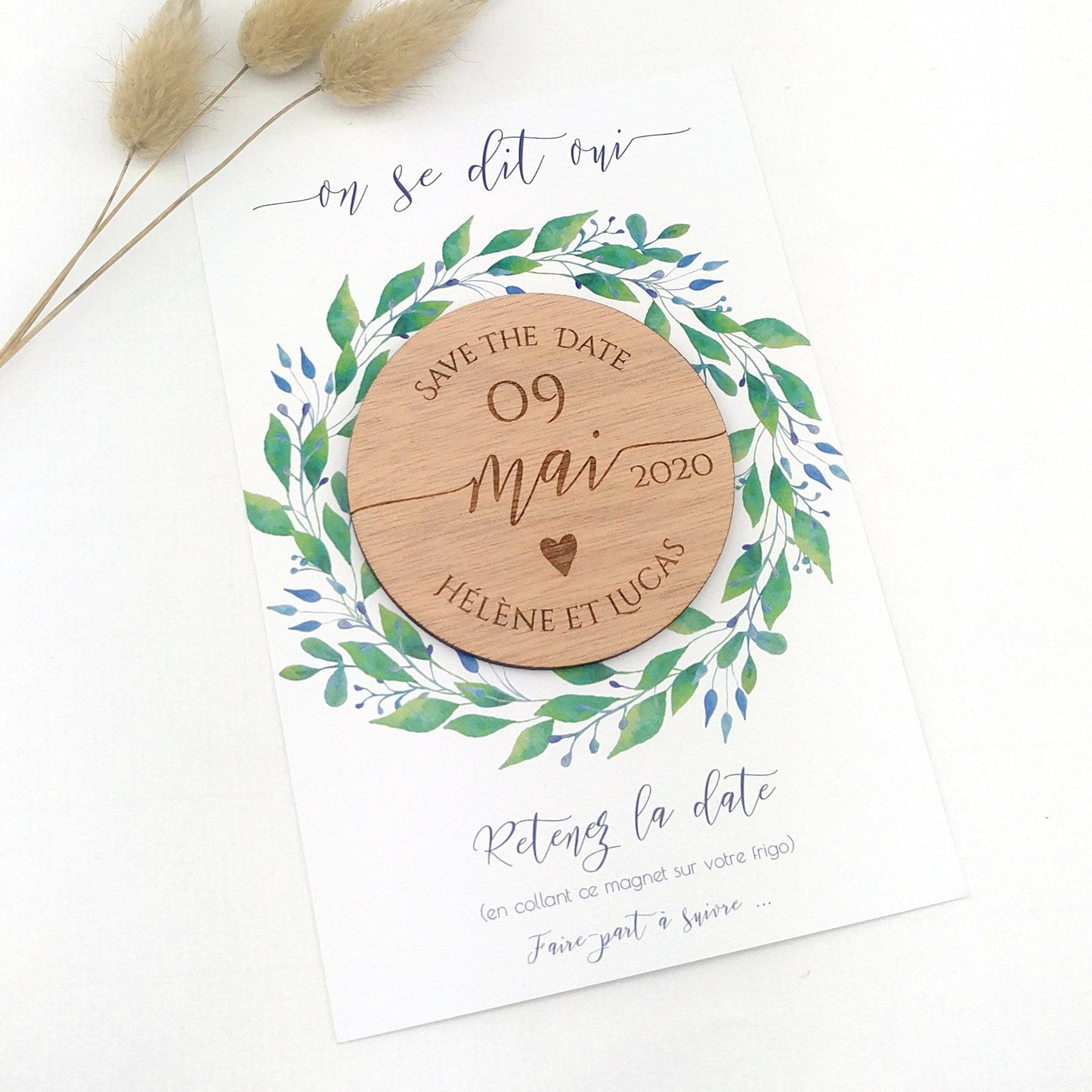Magnet Save the Date en bois personnalisé - Coeur - Etsy France