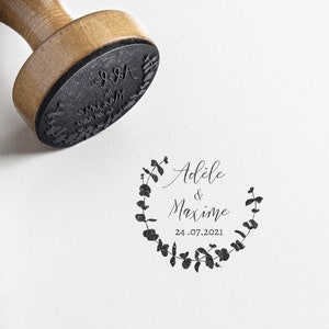 Tampon mariage personnalisé eucalyptus