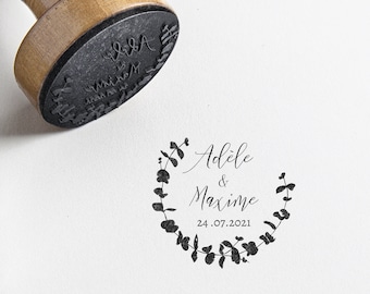 Personalized eucalyptus wedding stamp