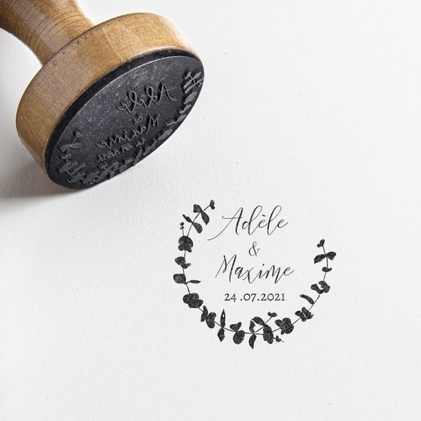 Personalized eucalyptus wedding stamp