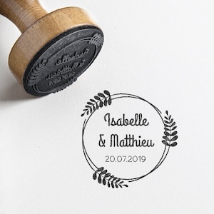 Tampon mariage personnalisé rond - Fougères - Champêtre