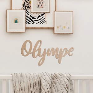 Wooden first name for child's room decoration - Personalized birth gift idea