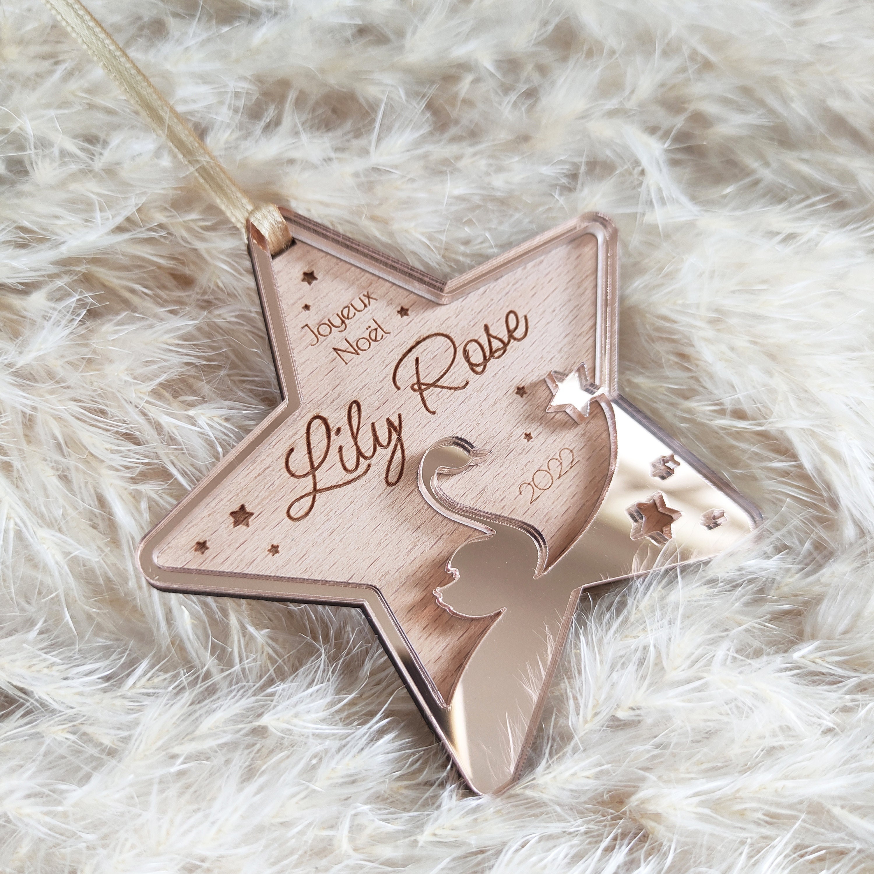 Personalized Christmas Ball - Swan Star - Baby's 1st Christmas (Personalized Ornament, Christmas Decoration)