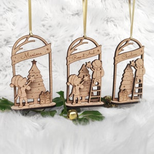 Personalized wooden Christmas ball - Tree decoration - Family Christmas