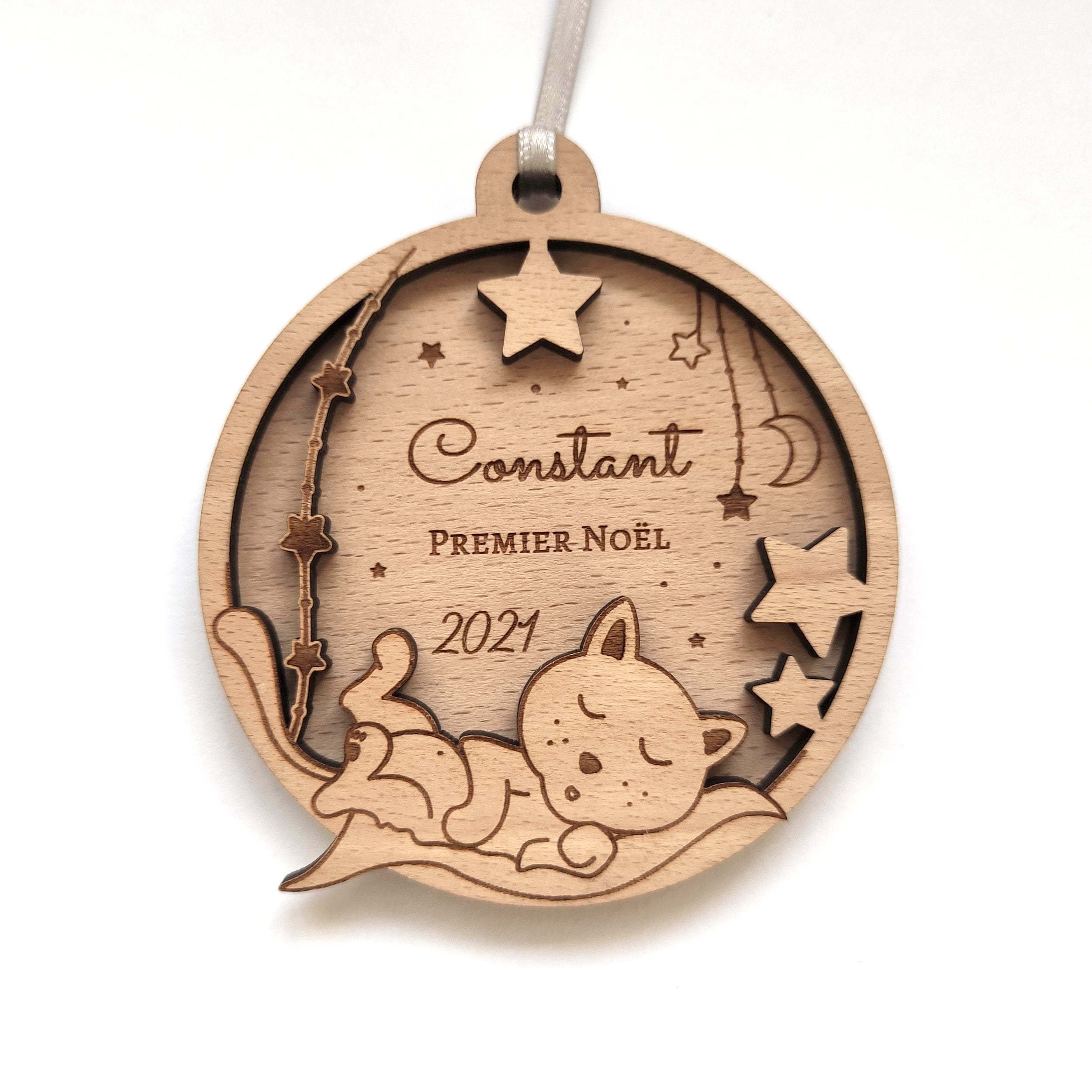 Personalized Cat Christmas Bauble - Baby's 1st Christmas (Personalized Ornament, Christmas Decoration)