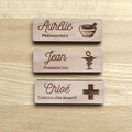 Personalized magnetic wooden pharmacy badge, pharmacist magnet badge, preparer product logo