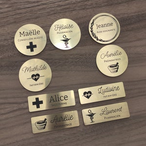 Personalized golden pharmacy badge, pharmacist magnet, preparer, nurse, midwife, caregiver image 4