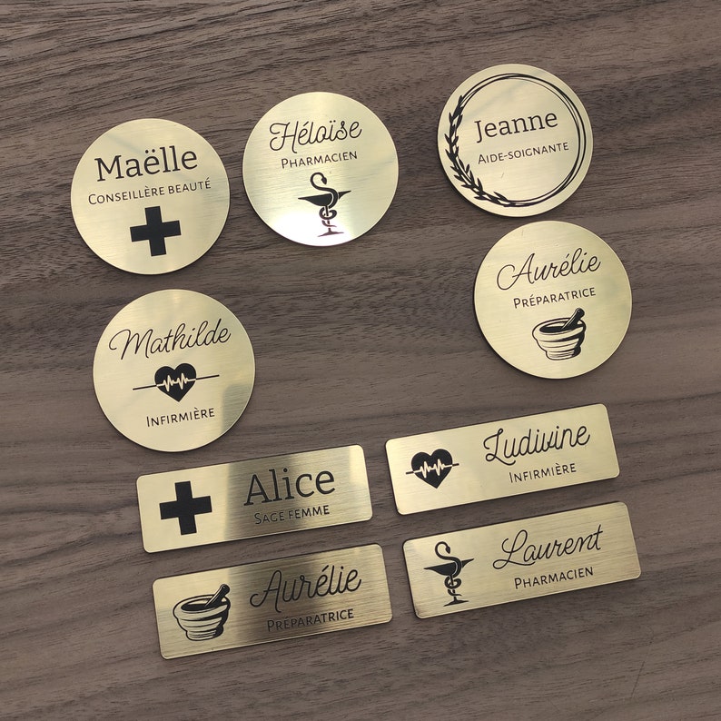 Personalized golden pharmacy badge, pharmacist magnet, preparer, nurse, midwife, caregiver image 4