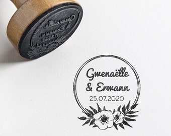 Personalized wedding stamp - Island flowers, country, boho