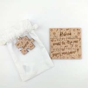 Puzzle / personalized wooden godmother or godfather request card image 2