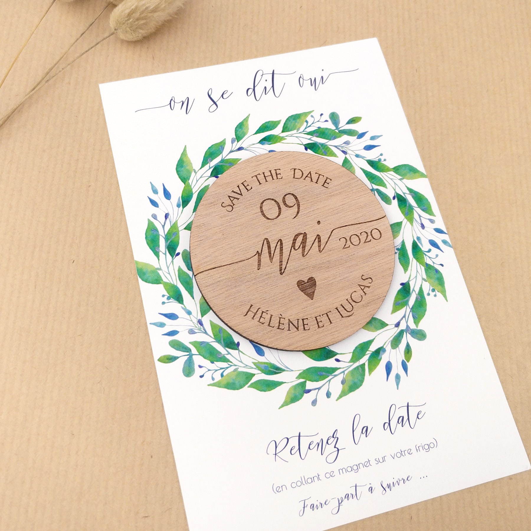 Magnet Save the Date en bois personnalisé - Coeur - Etsy France