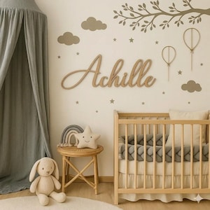 Houten naam voor de babykamer - Gepersonaliseerd kraamcadeau - Wanddecoratie - Houten babydecoratie