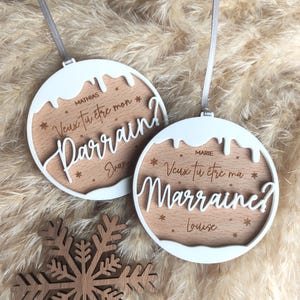 Request for godfather godmother Christmas - Godmother gift - Personalized godfather Christmas ball