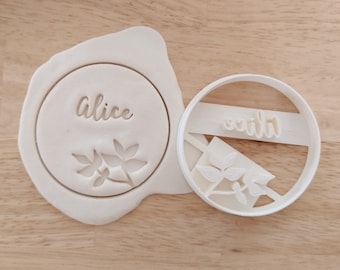 Personalized foliage first name cookie cutter (cookie cutter, biscuit stamp, shortbread)