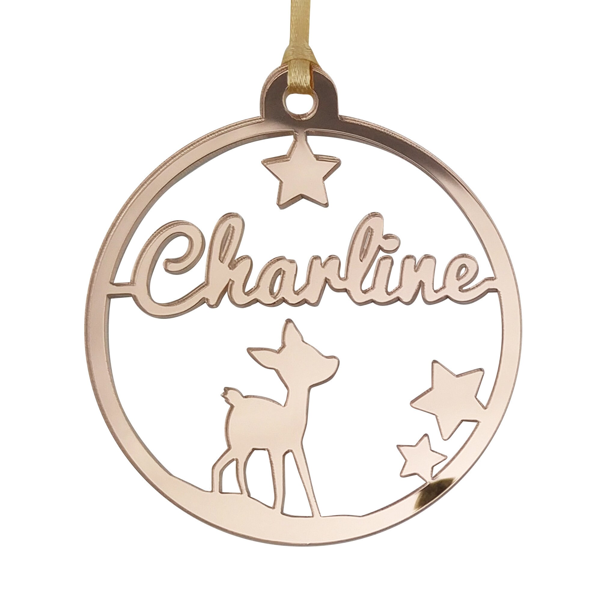 Boule de Noël Personnalisée - Faon Prénom Enfant