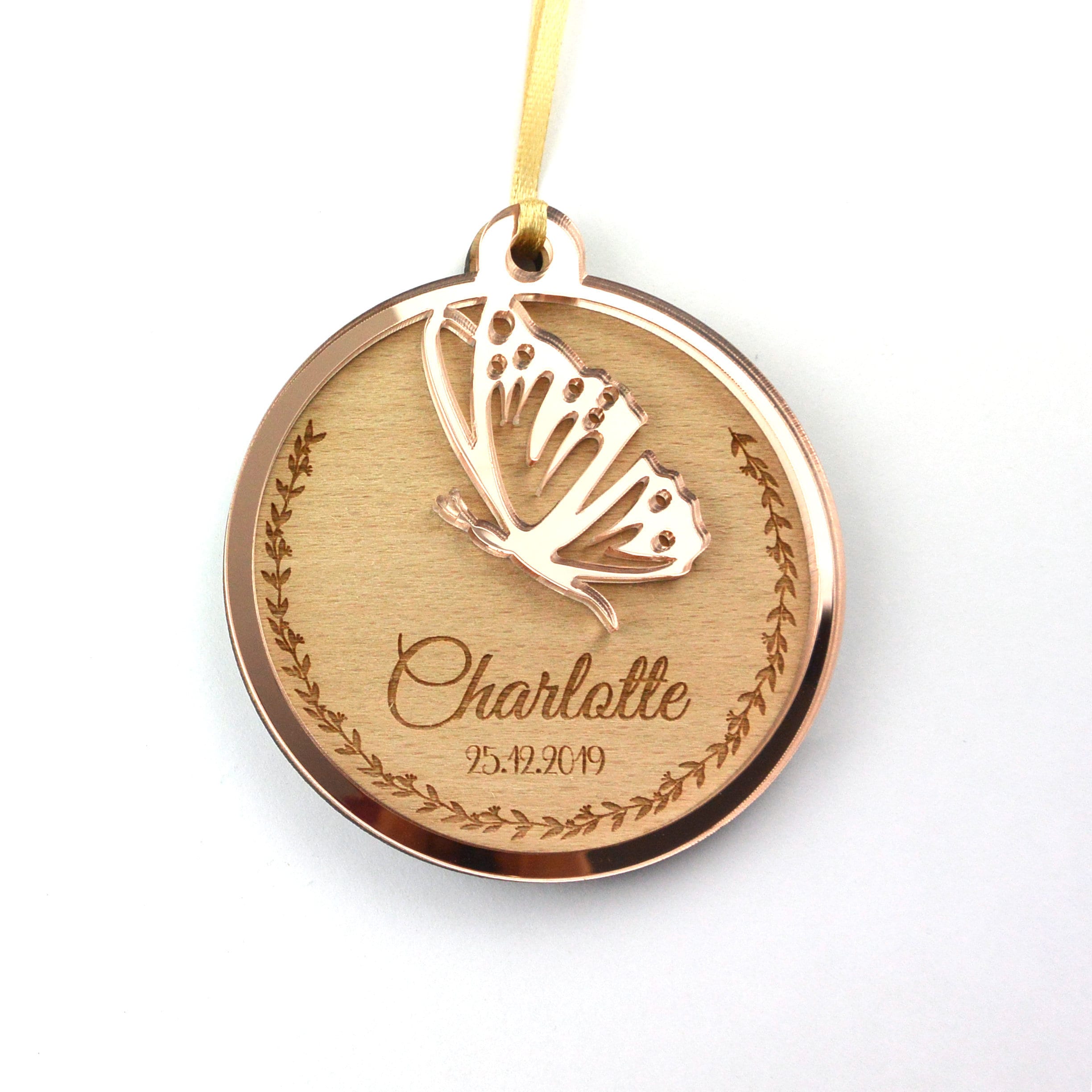 Boule de Noël Personnalisée - Papillon | Ornement Personnalisé, Décoration Noël