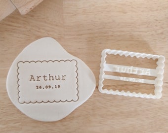 Personalized name cookie cutter with date - shortbread cookie cutter