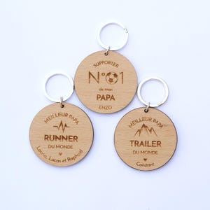 Porte-clés personnalisé papa foot running trail - cadeau fête des pères - idée cadeau sportif